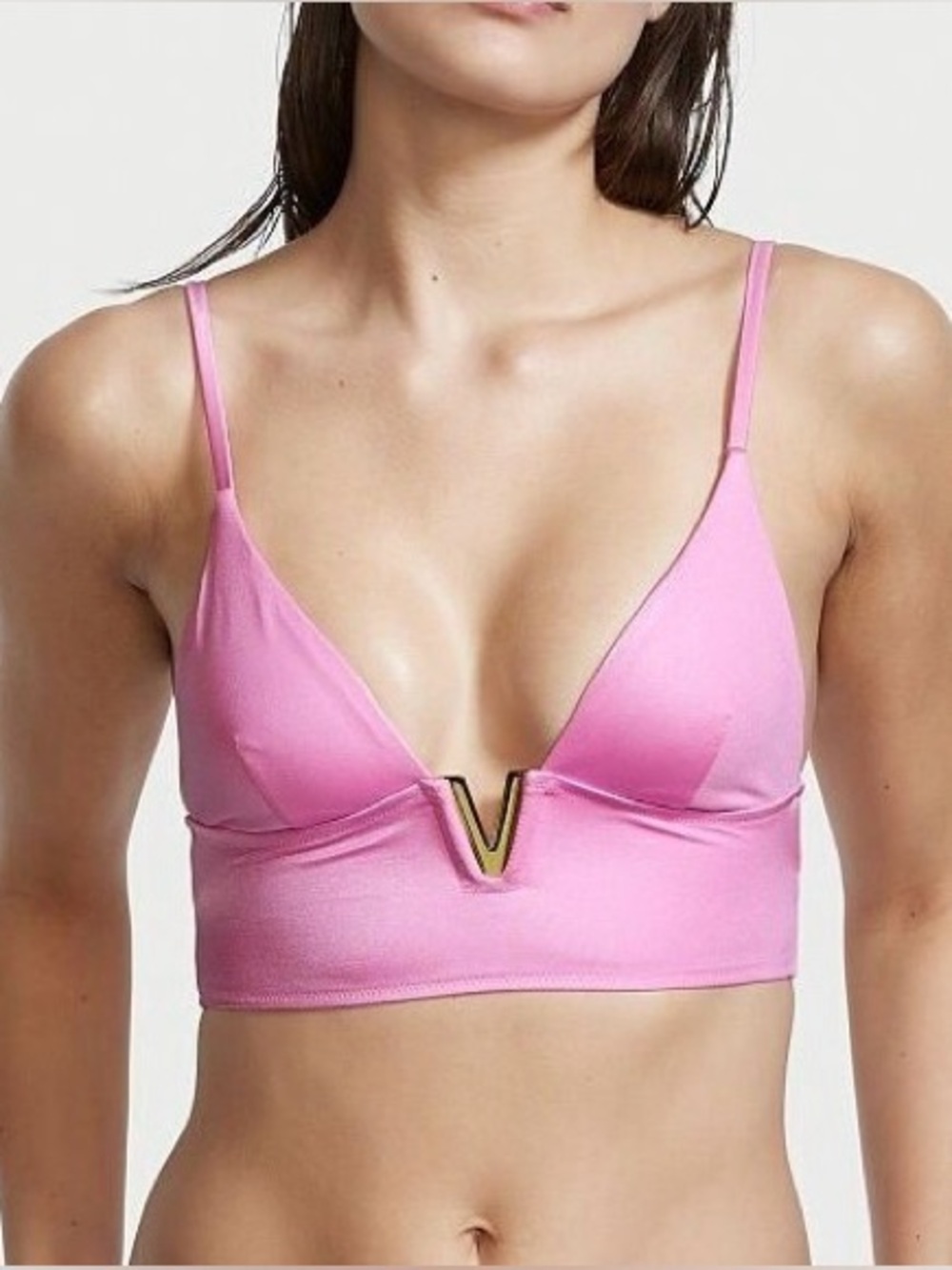 Victoria’s Secret Light Pink V-Plunge Bralette/Swim top SZ Large